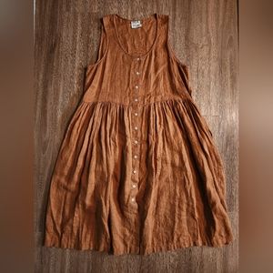 Beaton Linen gather dress - rust